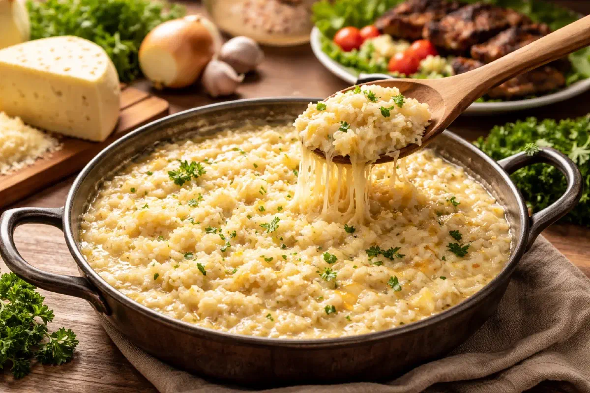 Receta de arroz kesu: arroz cremoso con queso de Paraguay