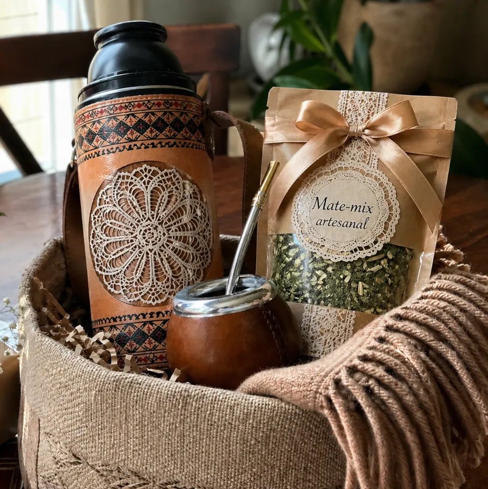 Tereré-Set mit Guampa, Bombilla, Thermoskanne und Mate-Yuyo-Mix als Muttertagsgeschenk