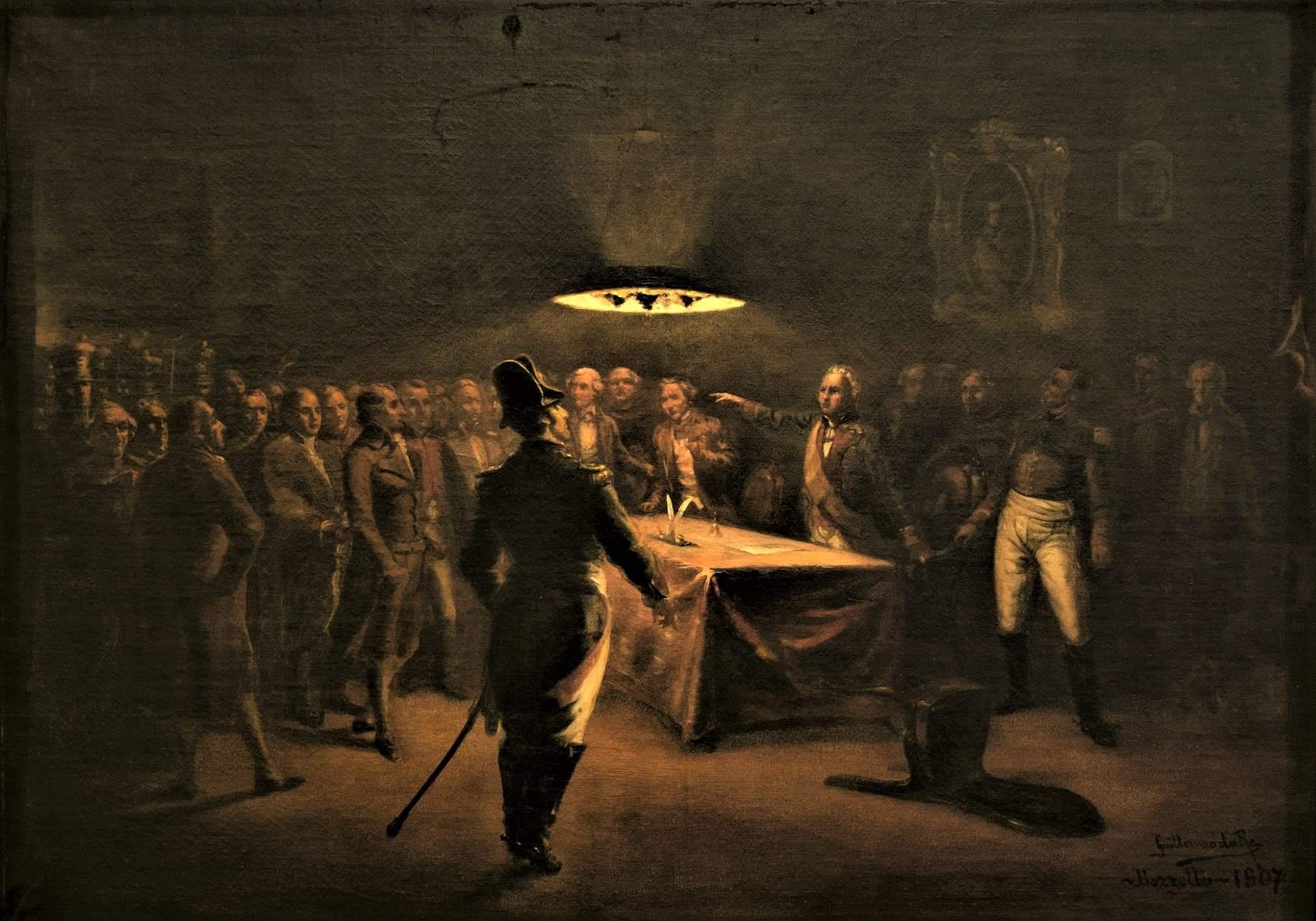 Later artistic depiction of the events of May 14 and 15, 1811, in Paraguay